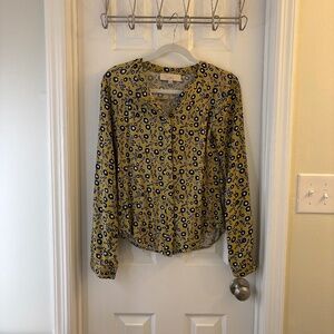 Loft Yellow and Navy Floral Top